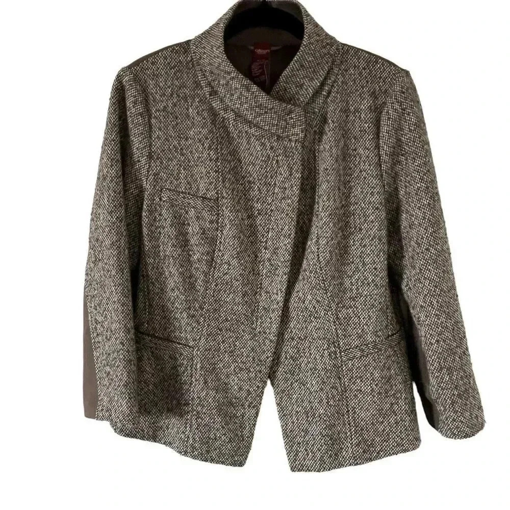 Olsen Europe Blazer Size L Wool Blend Woven Stretchy Jersey Mixed Jacket Coat